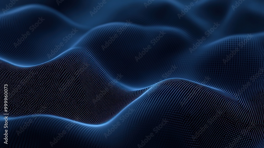 Abstract representation of flowing waves in a dark blue gradient. Abstract representation of flowing waves in a dark blue gradient.