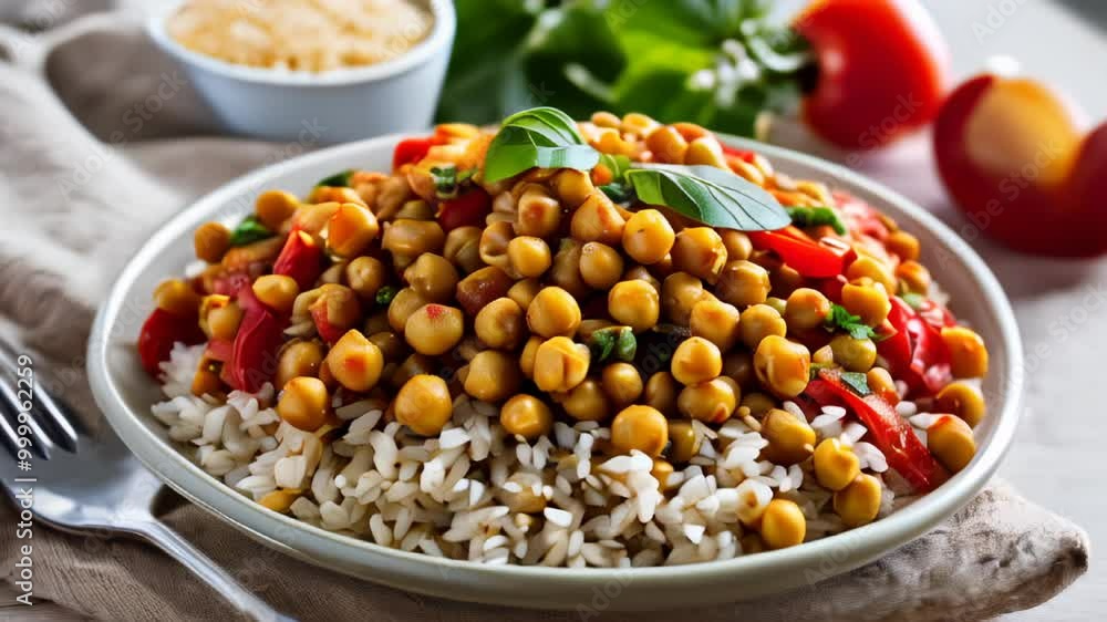 Deliciously balanced meal with grains beans and fresh produce Deliciously balanced meal with grains beans and fresh produce