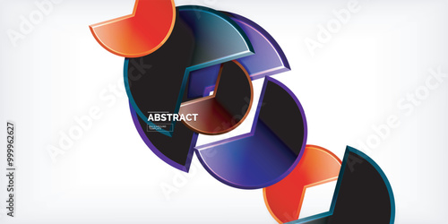 Glass reflective geometric round shapes background. Vector Illustration For Wallpaper, Banner, Background, Card, Book Illustration, landing page