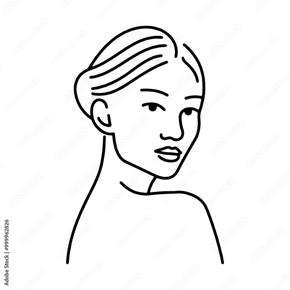 不細工な女性の顔のシンプルな線画イラスト 透過背景の切り抜き 不細工な女性の顔のシンプルな線画イラスト 透過背景の切り抜き