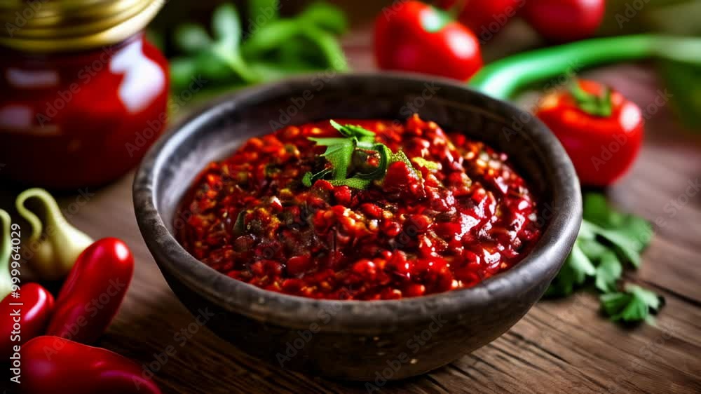Delicious red sauce in a bowl ready to enhance your meal Delicious red sauce in a bowl ready to enhance your meal