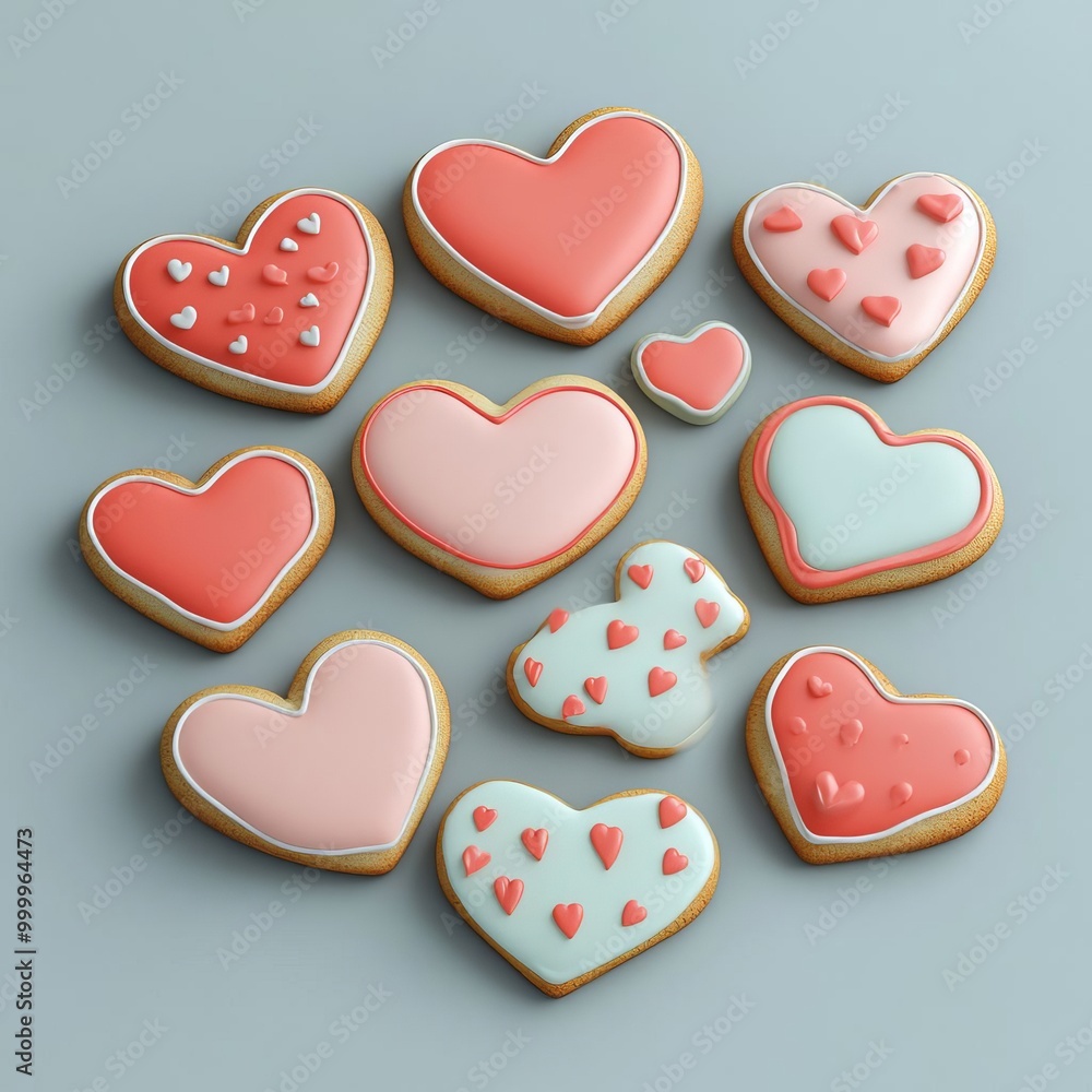 3d cartoon style valentines sugar cookies in the form of hearts 3d cartoon style valentines sugar cookies in the form of hearts