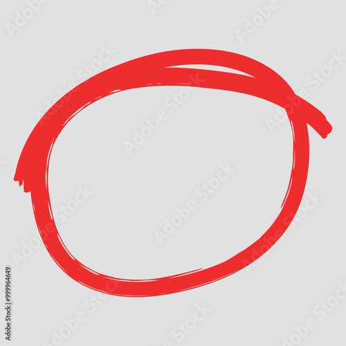 Hand drawn red highlight frame, grunge circular shape, sketch design element