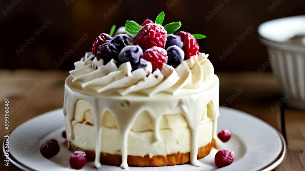 Deliciously decorated dessert ready to be savored Deliciously decorated dessert ready to be savored