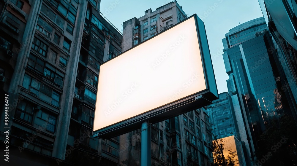 Empty Downtown Billboard with Bright Lights Empty Downtown Billboard with Bright Lights