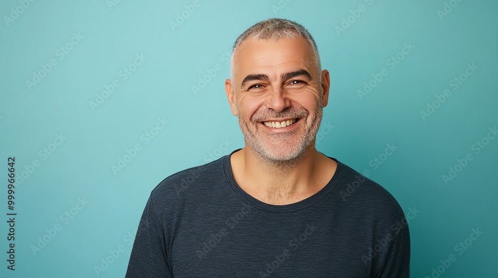 A man with grey hair and a beard smiles broadly. A man with grey hair and a beard smiles broadly.
