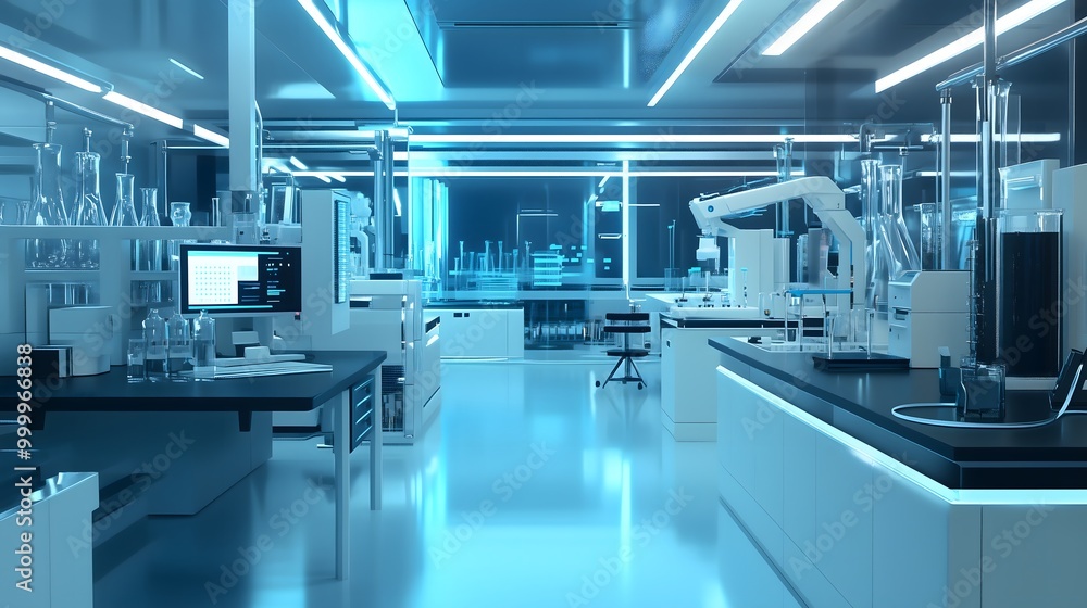 Modern Laboratory Interior with Futuristic Design Modern Laboratory Interior with Futuristic Design