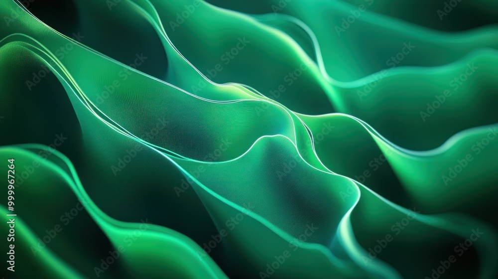 Abstract green waves creating a fluid, dynamic texture. Abstract green waves creating a fluid, dynamic texture.