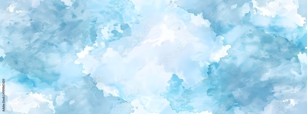 Fototapeta premium Abstract blue watercolor background banner, soft pastel sky blue color, seamless pattern, vector illustration,