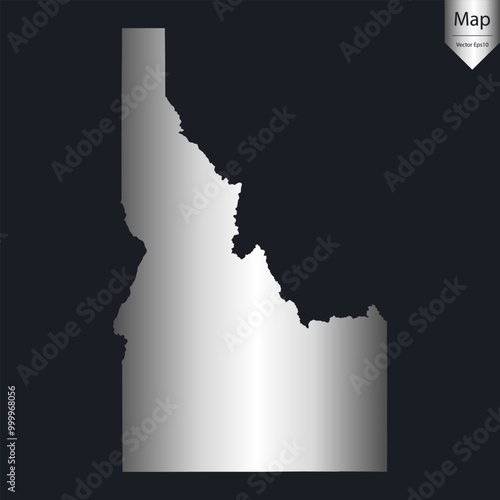 Abstract - High Detailed Silver Map of Idaho. Vector illustration eps10.	
 photo