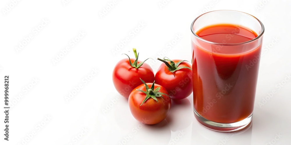 High angle view of tomato juice in a glass isolated on white background High angle view of tomato juice in a glass isolated on white background