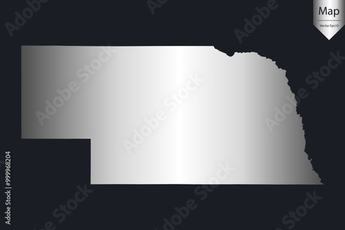 Abstract - High Detailed Silver Map of Nebraska. Vector illustration eps10.	
 photo