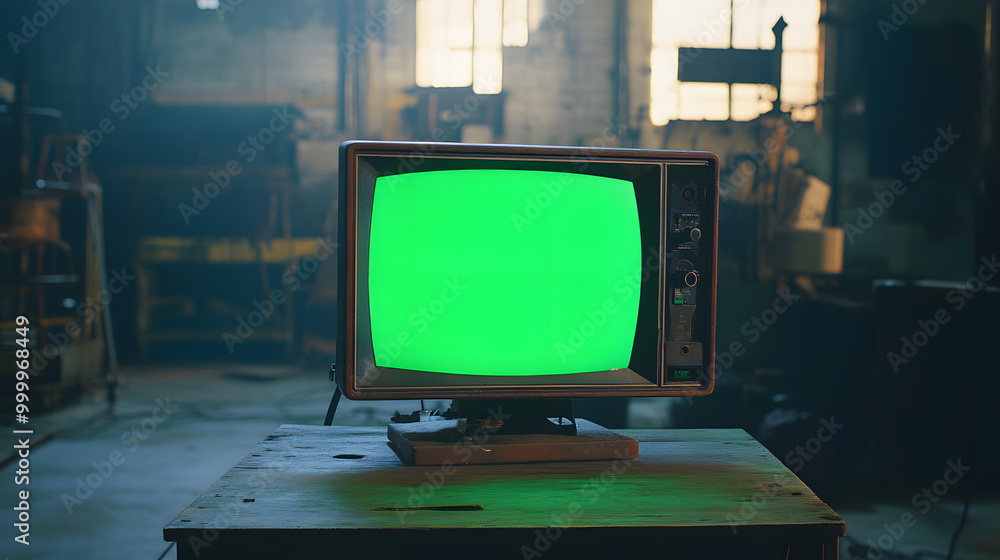 television old classical tv realistic 3d rendered in factory industrial ruined aged look landscape interior space abandoned warehouse chrome key blank green screen television old classical tv realistic 3d rendered in factory industrial ruined aged look landscape interior space abandoned warehouse chrome key blank green screen