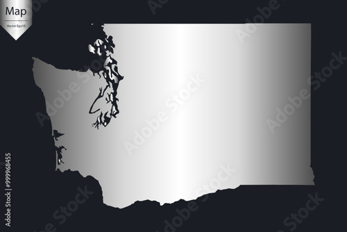 Abstract - High Detailed Silver Map of Washington. Vector illustration eps10.	
