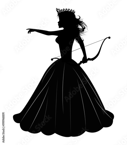 Cute Princess Silhouette With Aroow photo