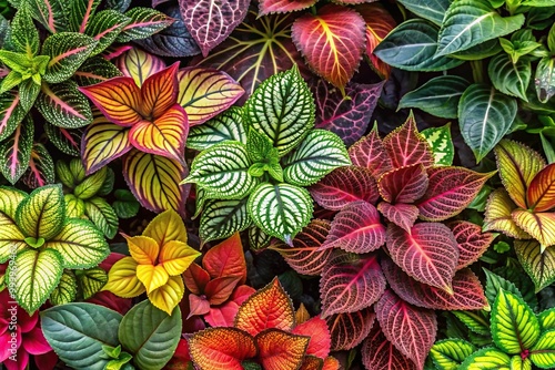 Wallpaper Mural High angle view of unique ornamental plants with vibrant leaves and flowers Torontodigital.ca