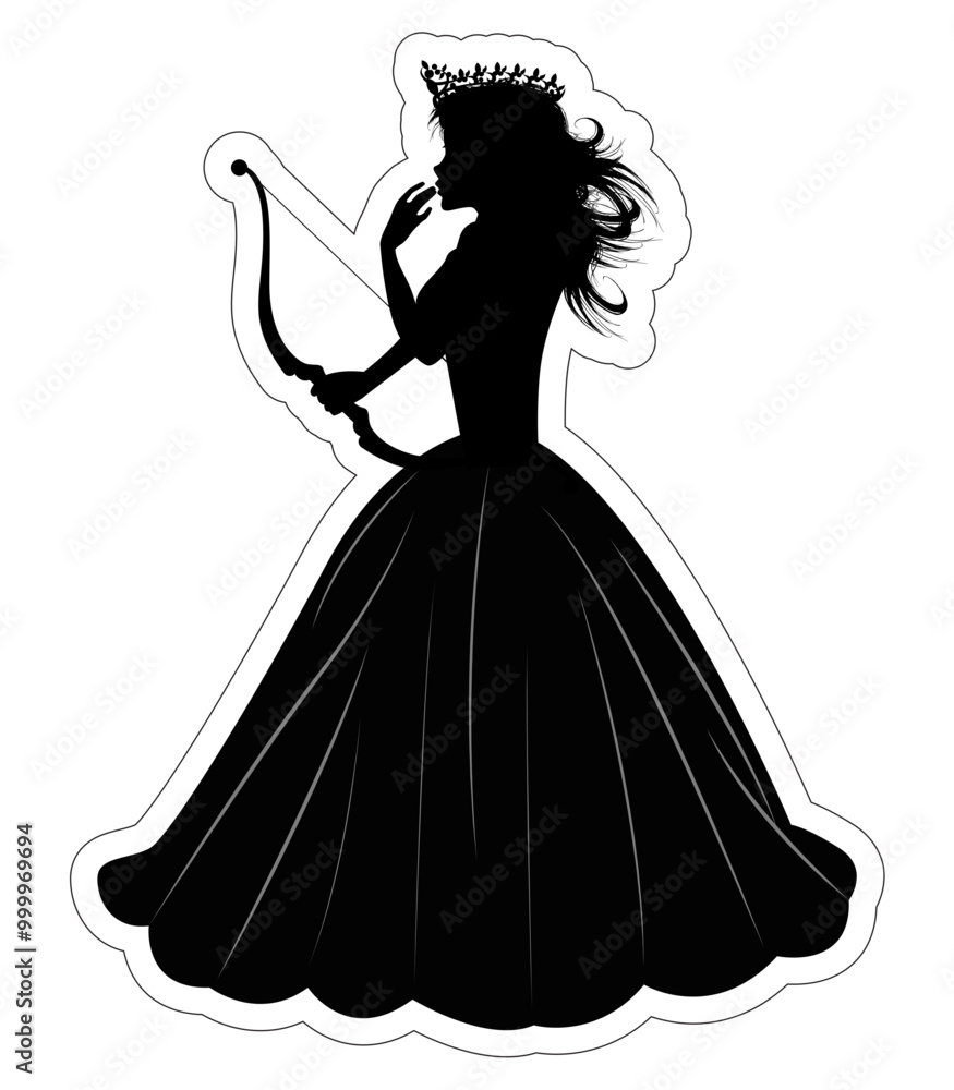Fototapeta premium Cute Princess Silhouette With Arrow