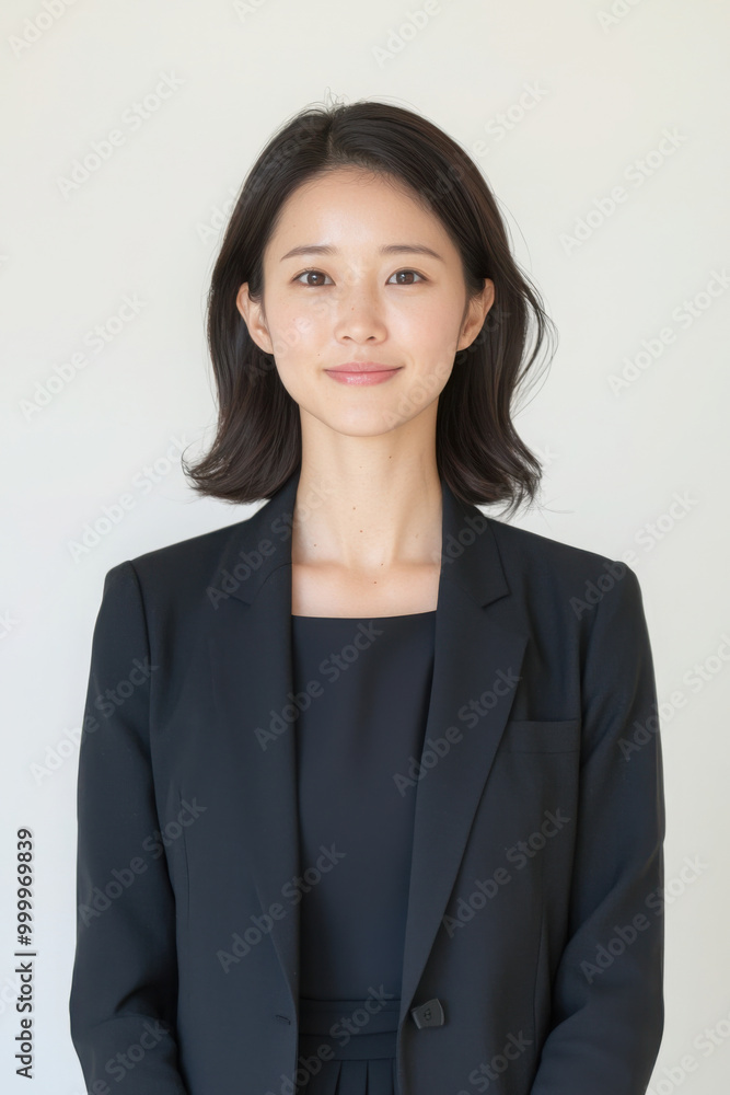 Photo of an Asian woman wearing a casual suit, giving her a professional look. Photo of an Asian woman wearing a casual suit, giving her a professional look.