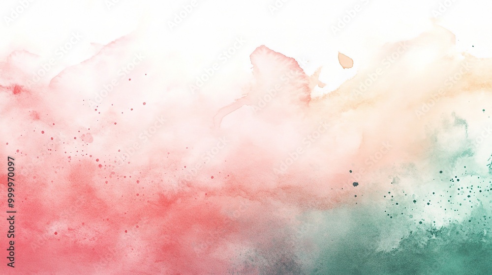 Fototapeta premium Soft Abstract Watercolor Background in Red and Green