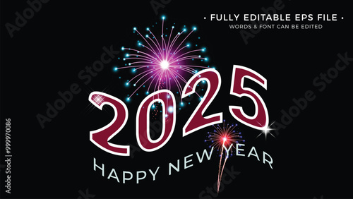 happy new year 2025 luxury text effect design