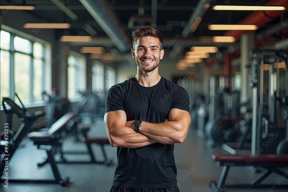 person professional body trainer smile and standing at gym, generative AI person professional body trainer smile and standing at gym, generative AI