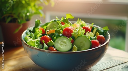 Crisp Garden Salad with Cucumbers and Cherry Tomatoes