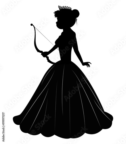 Cute Princess Silhouette With Arrow