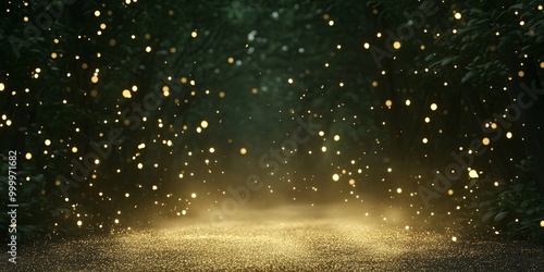 A serene forest scene illum...