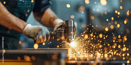 A skilled worker uses an an...