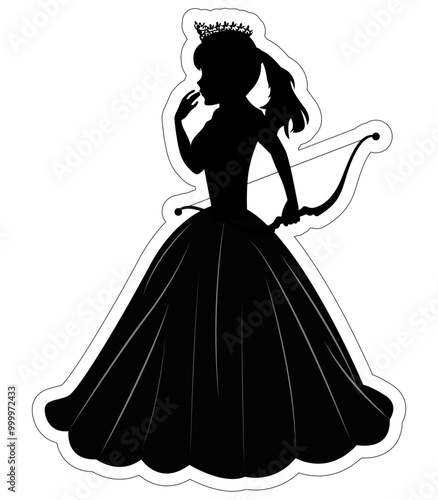 Cute Princess Silhouette With Aroow photo