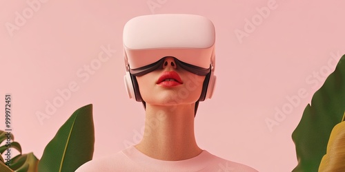 A person wearing a VR heads...