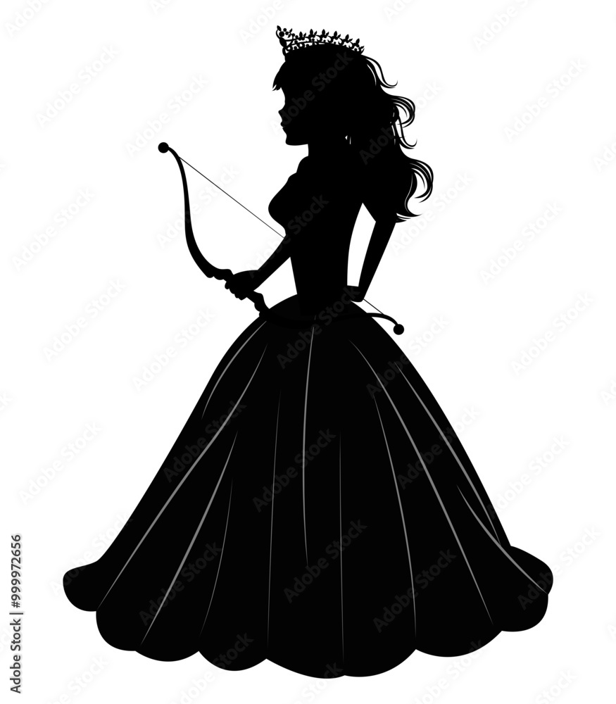 Cute Princess Silhouette With Aroow Cute Princess Silhouette With Aroow