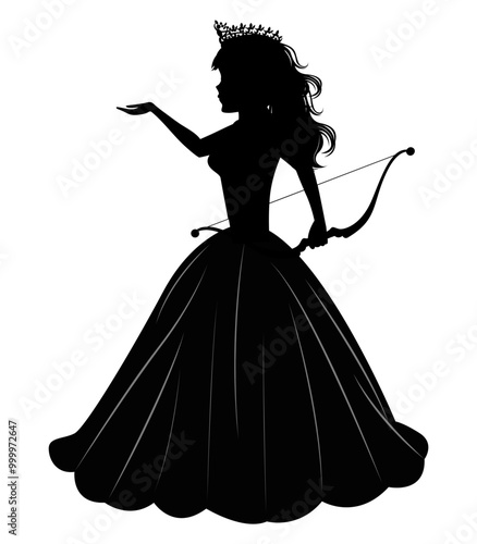 Cute Princess Silhouette With Aroow photo