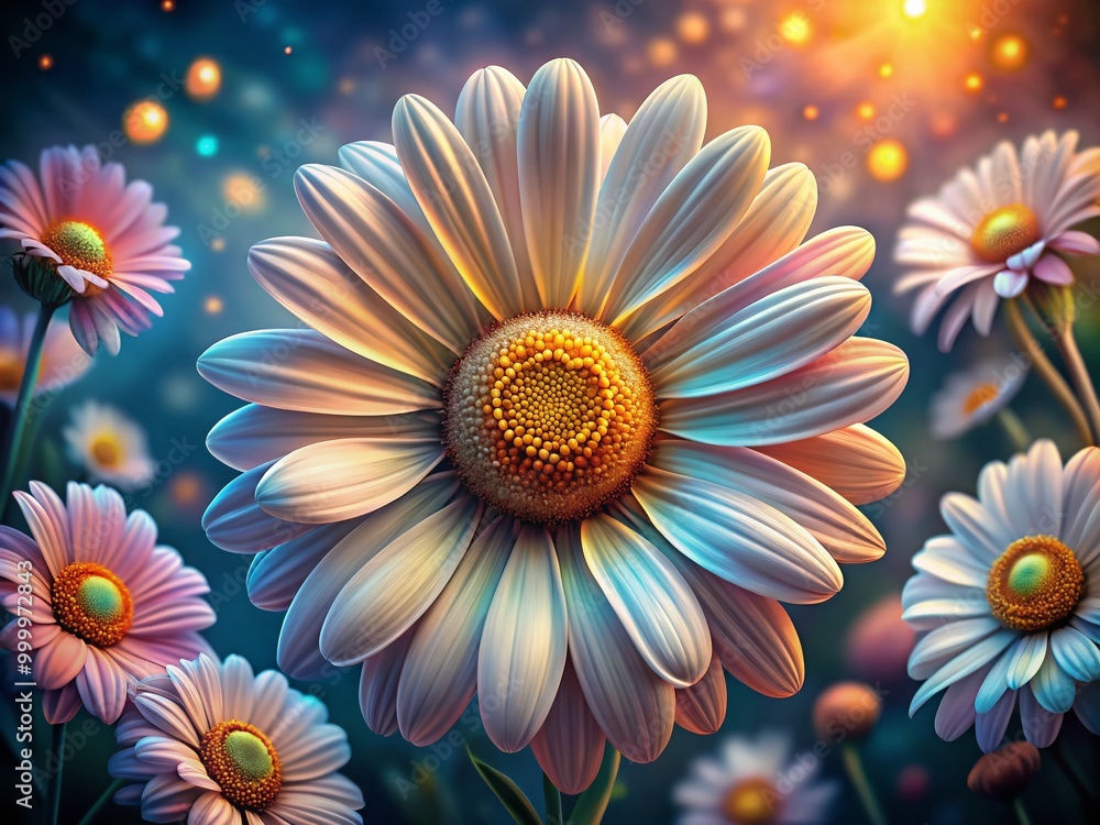 Obraz premium Delicate Hand-Drawn Daisy Illustration with Intricate Petals and Natural Details in Soft Pastel Colors