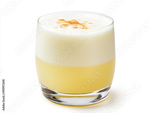 Pisco sour cocktail isolated on white background