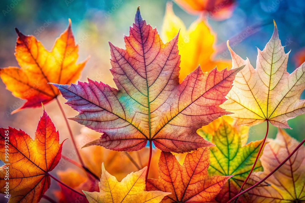 Delicate Outlines of Fall Leaves Captured in Vibrant Colors Against a Soft Background Texture Delicate Outlines of Fall Leaves Captured in Vibrant Colors Against a Soft Background Texture