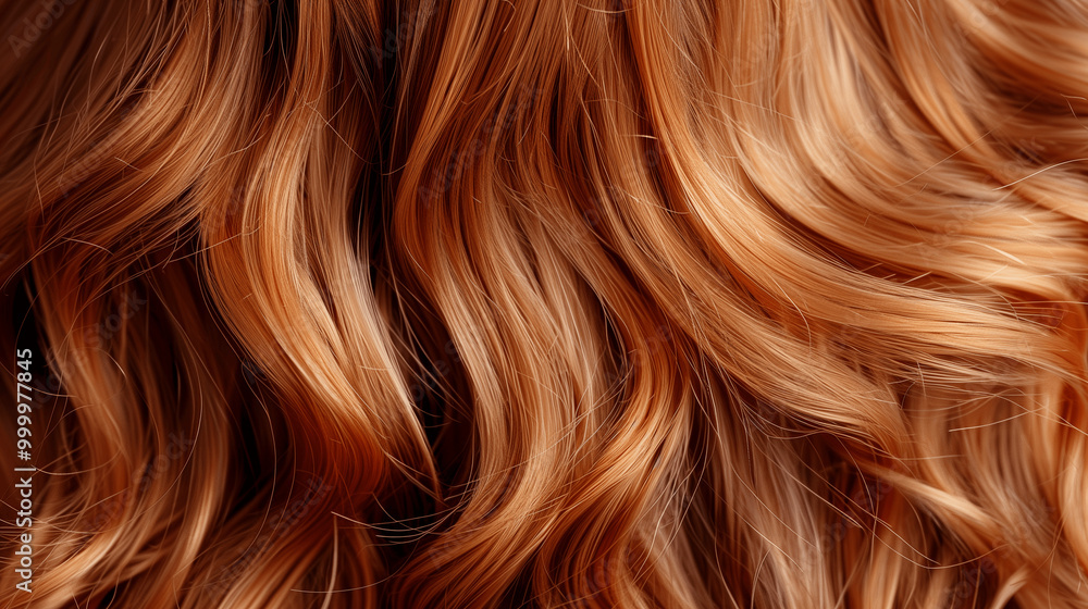 Close-up of flowing wavy red hair with vibrant natural highlights Close-up of flowing wavy red hair with vibrant natural highlights
