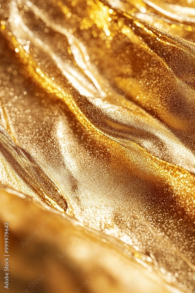 A visually stunning image of shimmering gold liquid fabric showcasing gentle folds and flow, representing opulence and luxury. A visually stunning image of shimmering gold liquid fabric showcasing gentle folds and flow, representing opulence and luxury.