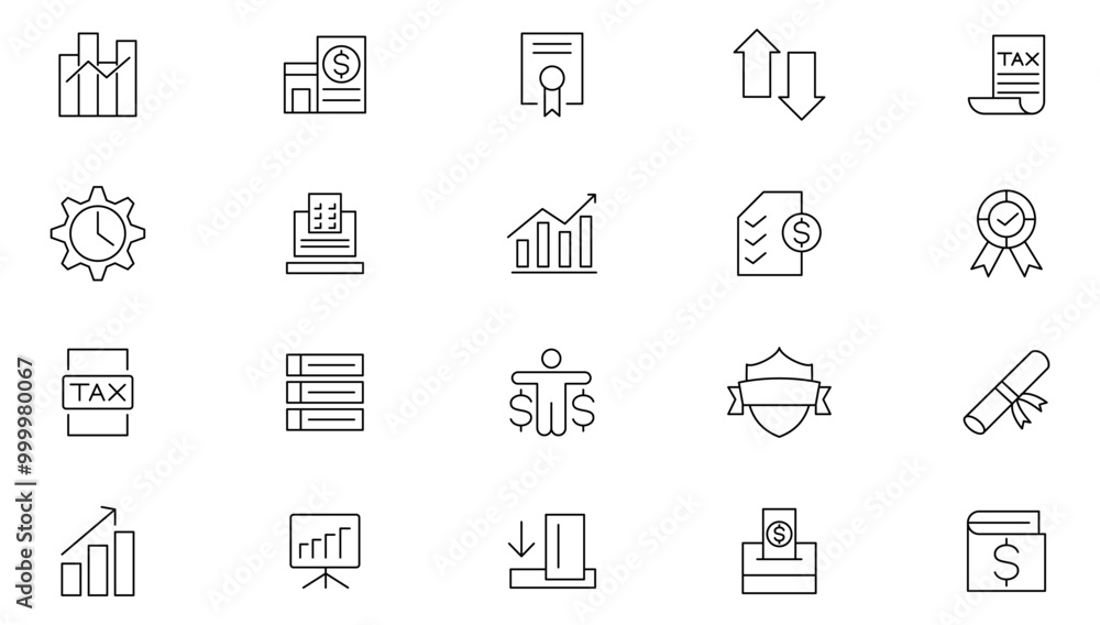 Accounting line icon set. Containing workload, motivation, expectation, goal, recognition, appreciation, Taxes, audit, finance, money, and business line icon set. UI thin line icon pack. Accounting line icon set. Containing workload, motivation, expectation, goal, recognition, appreciation, Taxes, audit, finance, money, and business line icon set. UI thin line icon pack.