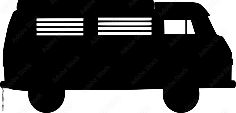 Van Car silhouette with white background Van Car silhouette with white background