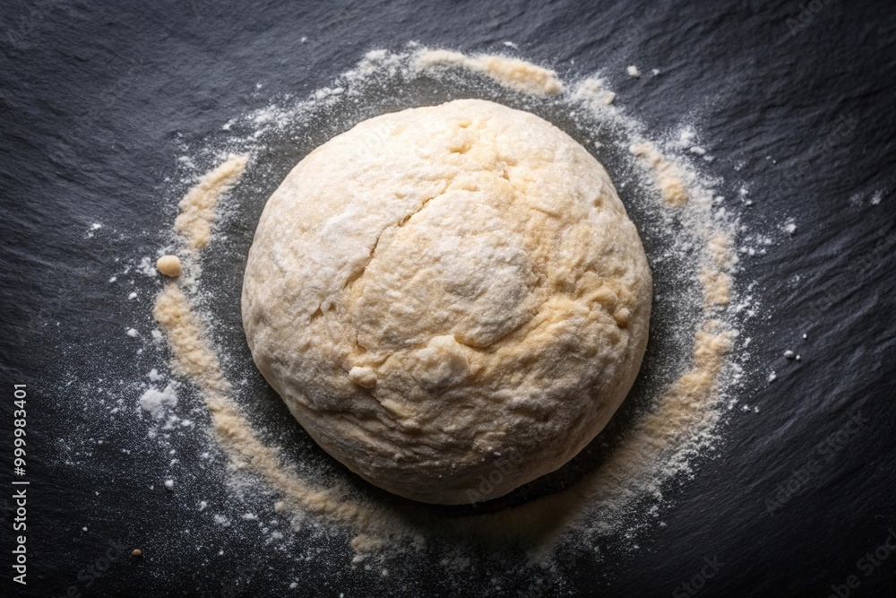 Homemade raw bread dough pulp on black background Homemade raw bread dough pulp on black background
