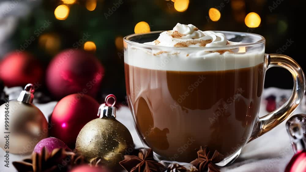 Cozy holiday treat Warm chocolatey delight with a festive touch Cozy holiday treat Warm chocolatey delight with a festive touch