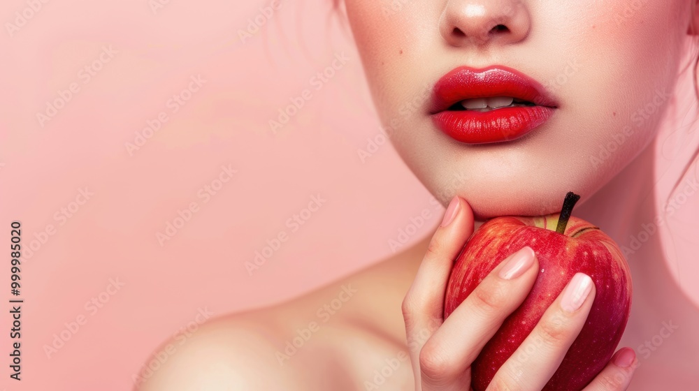 Beautiful woman holding a apple Beautiful woman holding a apple