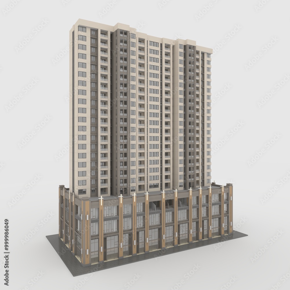 3d Render Tower Apartement skyscraper