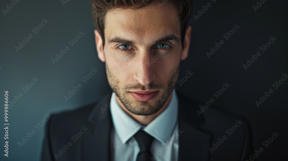 A confident man in a dark suit stares intensely at the camera with crossed arms, set against a backdrop of large office windows and natural light. A confident man in a dark suit stares intensely at the camera with crossed arms, set against a backdrop of large office windows and natural light.