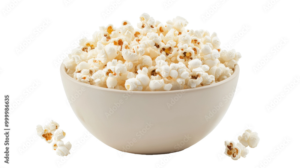 A bowl of fresh popcorn, solated on transparent background, PNG file A bowl of fresh popcorn, solated on transparent background, PNG file