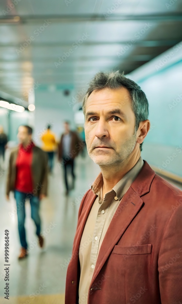 Middle Aged Man Standing at Bus Or Train Station with Motion Blur of Passengers
Middle Aged Man Standing at Bus Or Train Station with Motion Blur of Passengers