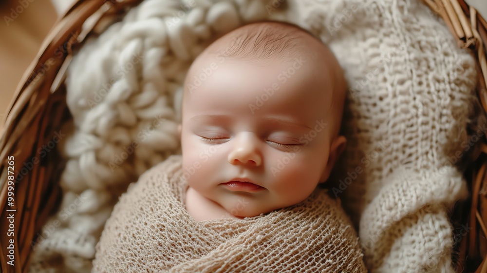 A baby sleeps peacefully, curled up on a soft white blanket. A baby sleeps peacefully, curled up on a soft white blanket.
