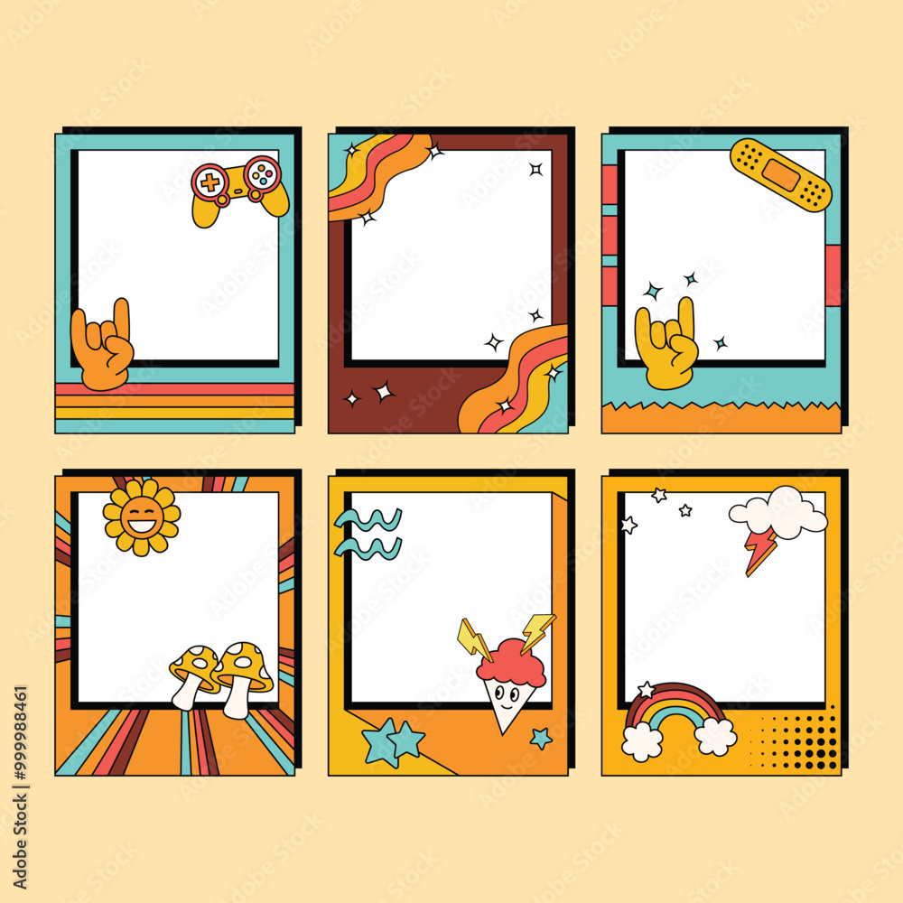 Naklejka premium Set of retro frame vector