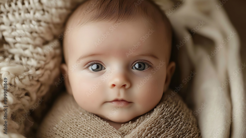 A baby sleeps peacefully, curled up on a soft white blanket. A baby sleeps peacefully, curled up on a soft white blanket.